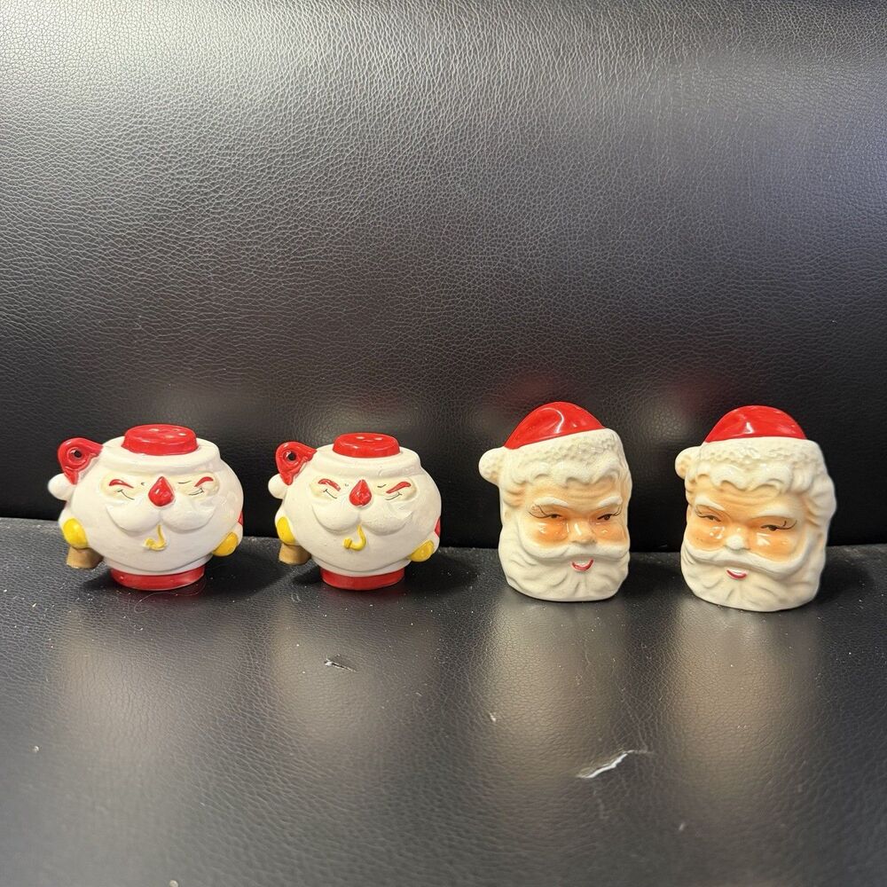 Vintage Ceramic Santa Claus Salt and Pepper Shakers Japan Lot Of 2